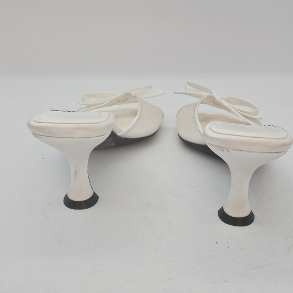 Jeffrey Campbell Sweet-On-U Square-Toe Mid Heel Slide Sandals White Satin Combo - Picture 8 of 11